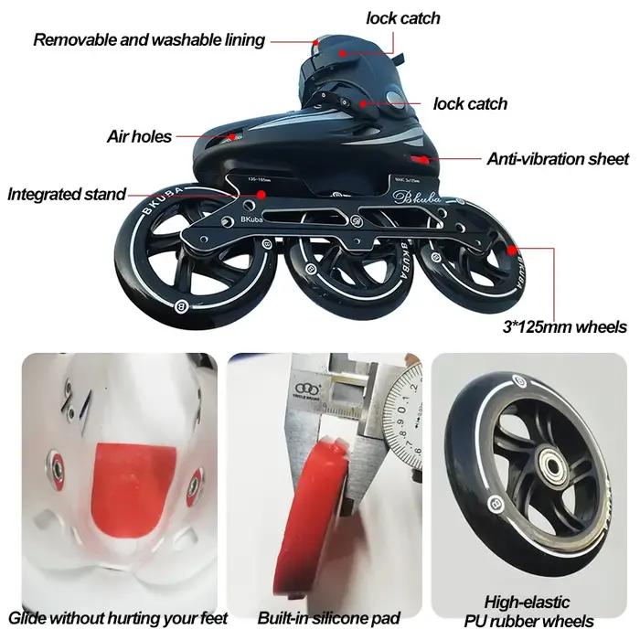 Patins à roulettes en ligne pour adultes, chaussures avec roues, professionnel, vitesse, 3 roues pou