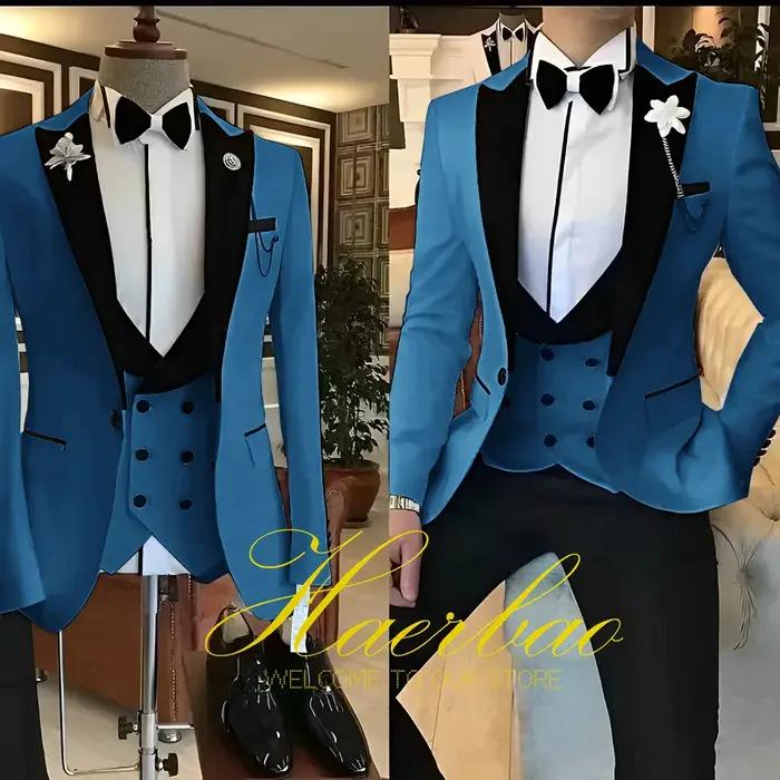 Costumes 3 pièces Slim Fit pour hommes, smokings de marié pour mariage GroomTIME, veste trempée de s