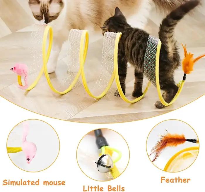 Tunnel Pliant de Type S pour Chat, Jouet de Printemps, Souris, Ikand Froissé, Extérieur, Chaton, Ani