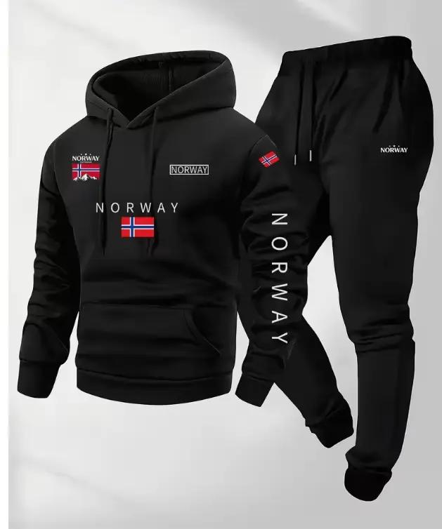Ensemble 2 pièces sweat à capuche et pantalon de survêtement à cordon de serrage avec motif lettres