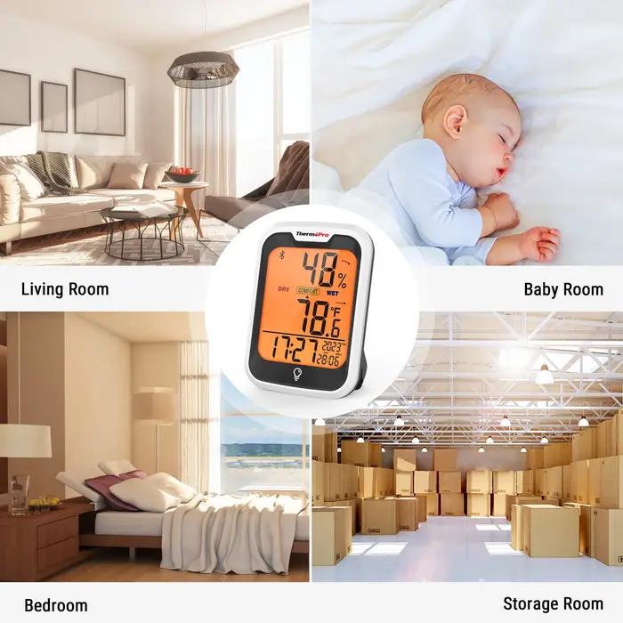 ThermoPro TP358 rétro-éclairage Bluetooth, Station météo à chiffres, thermomètre et hygromètre d'int