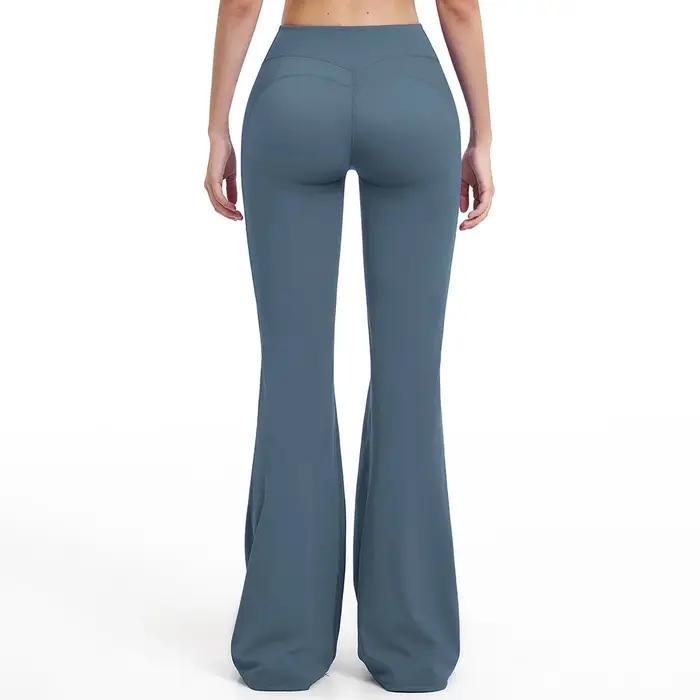 Pantalon de sport évasé pour femme, taille haute, jambe large, pour le yoga, la gym et le fitness