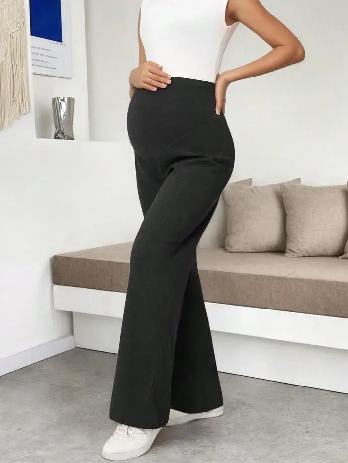 Leggings de maternité noirs pour femmes, à porter sous les robes, coupe large, taille haute, confort