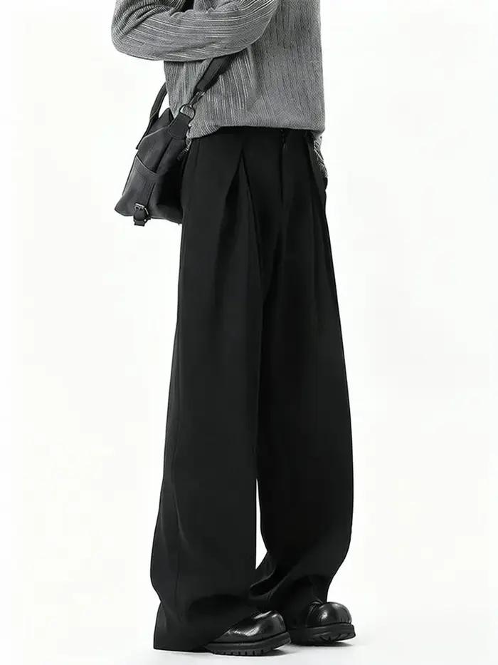 Pantalon décontracté streetwear à jambe large pour homme, style Harajuku, coupe évasée, noir, de hau