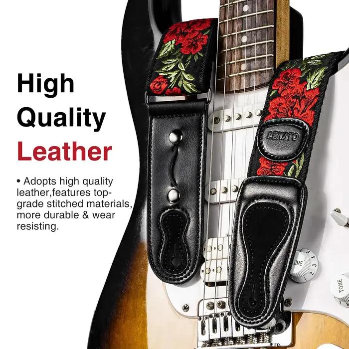 LEKATO LGS-6 sangle de guitare avec 6 plectres 2 serrures pour guitare acoustique électrique basse