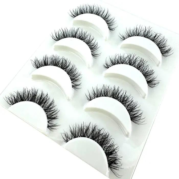 Nouveau 4 paires de faux cils vaporeux Volume 3D moelleux naturel avec bande transparente-extension