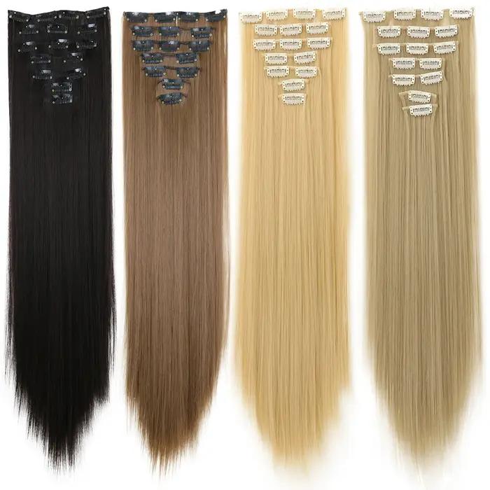 LANSA 7Clips longue droite synthétique pince sur Extensions de cheveux Cheveux pince Naturel haute t