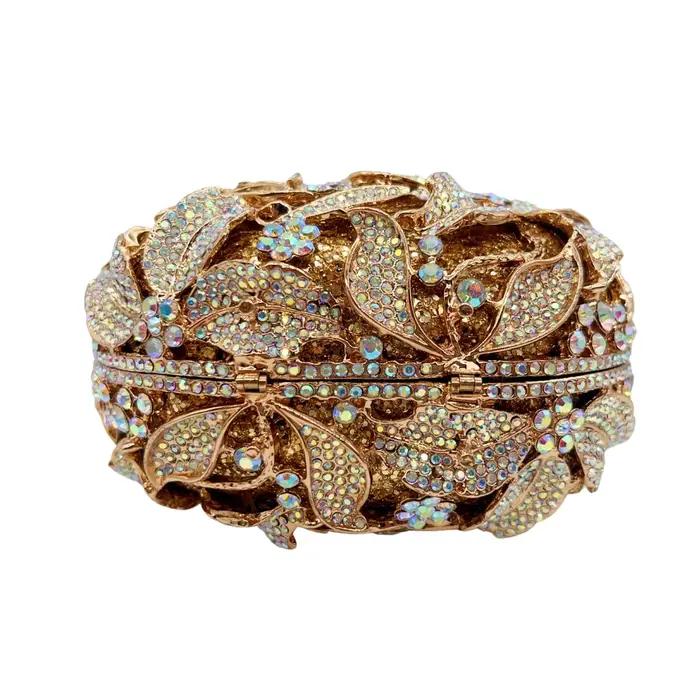 Sac en diamant en forme de trois fleurs, goutte d'eau de luxe de haute qualité, fête de mariage en d
