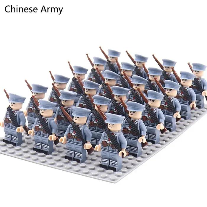 WW2 24 pièces/lot soldats militaires blocs de construction ensemble armes soviétique US UK chine Fra