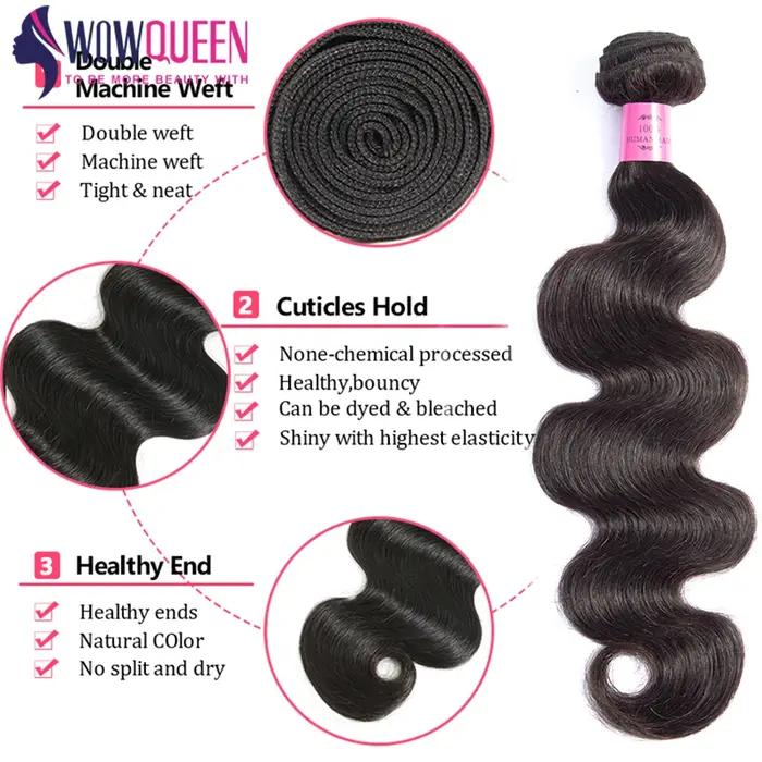 Tissage en Lot Péruvien Remy 100% Naturel, Body Wave, 28 30 32, Longueur Réelle, Extensions de Cheve