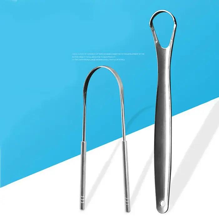 Grattoir à langue en acier inoxydable, 2 pièces, nettoyeur de langue, soins buccaux, grattoir d'hygi