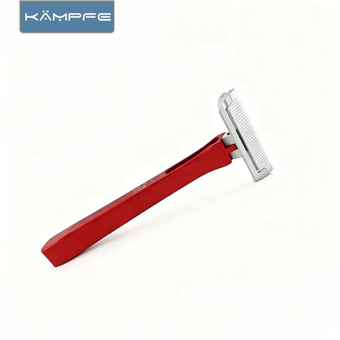 Rasoir manuel à lame simple KAMPFE Traditional K25 en aluminium, rasoir de voyage portable pour homm