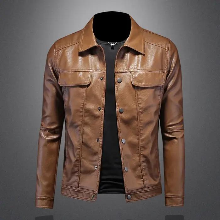 2024 Automne et Hiver Nouveau Hommes De Mode Beau avec Solide document Boutique Revers Moto Manteau