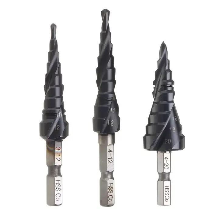 Foret étagé revêtu de TiAlN au Cobalt HRC89 M35, tige hexagonale de 1/4 pouces, ouvre-trou de perçag