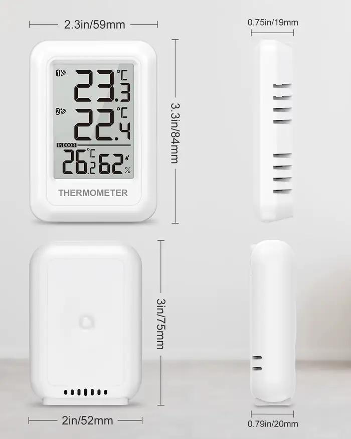 ORIA Thermomètre extérieur Hygromètre intérieur sans fil Thermomètre d'ambiance numérique avec 2 cap