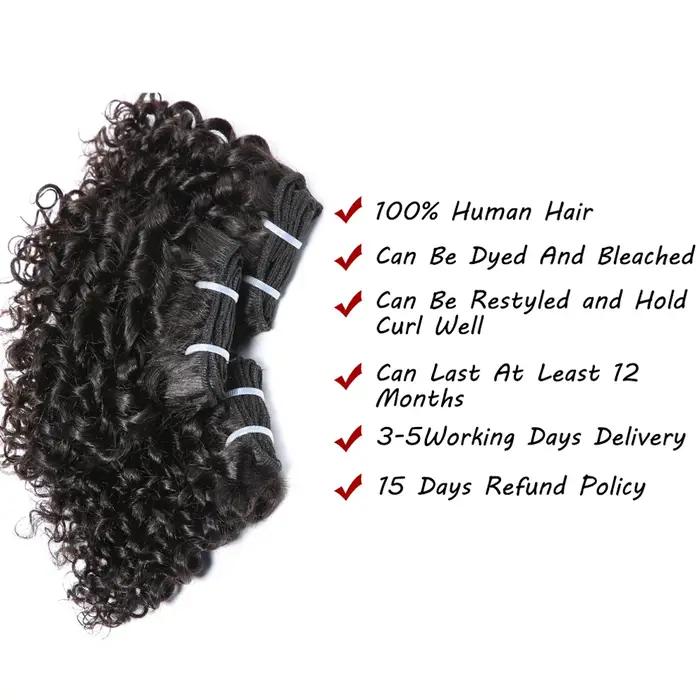 Code Calla rebondissant cheveux bouclés paquets Double tirage indien 6 pouces coupe courte Remy Exte