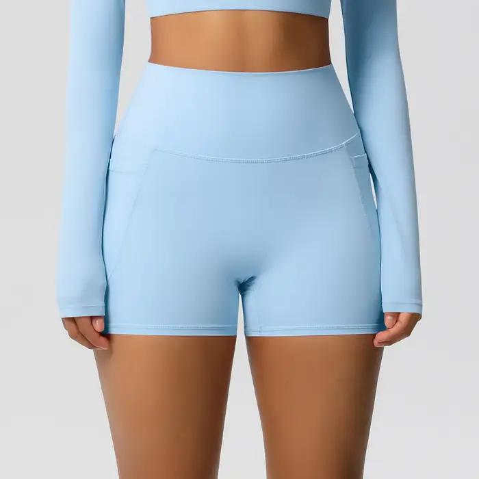 Shorts de sport pour femmes avec poches, legging de yoga, short anti-transparence taille haute, shor