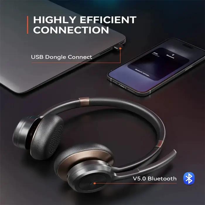 Nuroum Gardens-Casque de bureau sans fil Bluetooth Ai, suppression du bruit, système de conférence,