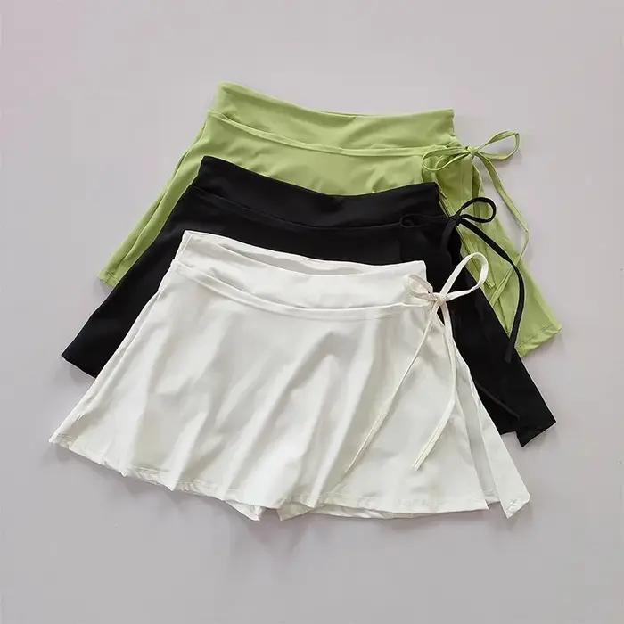 Femmes 2 en 1 course sport jupes Shorts taille haute volley-ball Golf jupe Tennis sport Yoga jupe gy