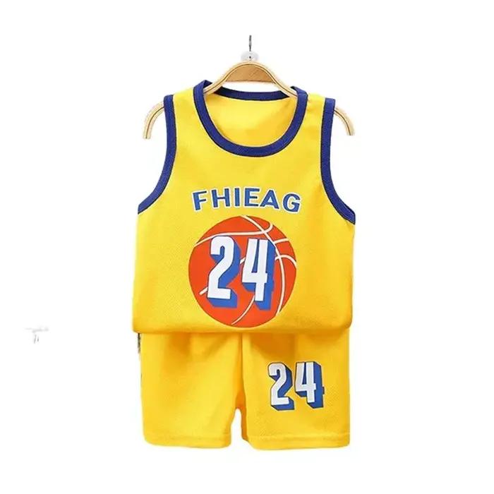 Ensembles d'été pour enfants, T-shirts et shorts de basket-ball sans manches, vêtements pour enfants