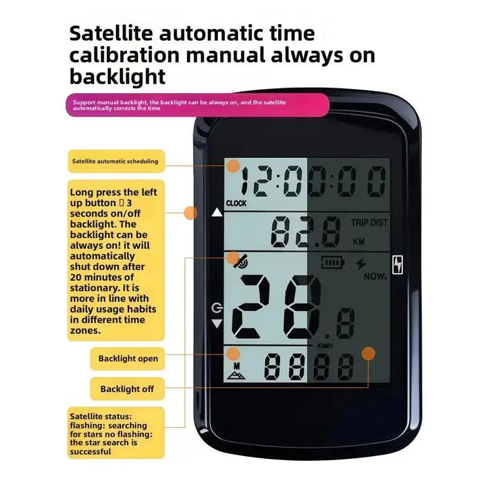 Ensemble d'ordinateurs de vélo GPS avec compteur de vitesse, odomètre, rétroéclairage automatique, étanche et longue durée de vie de la batterie pour cyclistes et randonneurs