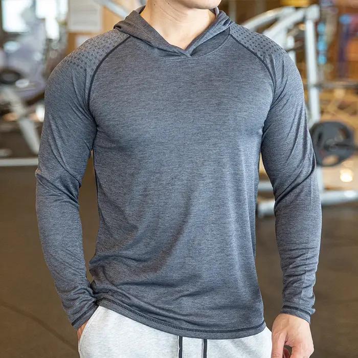 T-shirt à manches longues pour hommes, séchage rapide, décontracté, mince, élastique, sport, fitness