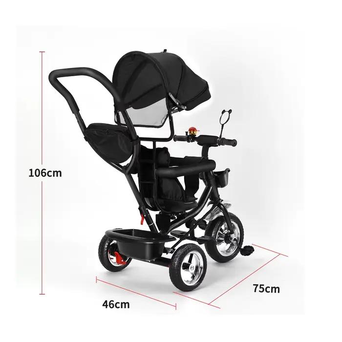 Tricycle avec barre de poussée, siège rotatif, voyage avant et arrière, auvent pliable avec protecti