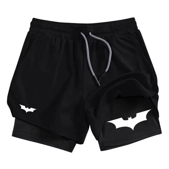 Short de performance 2 en 1 imprimé chauve-souris pour hommes - Respirant et à séchage rapide pour l'entraînement