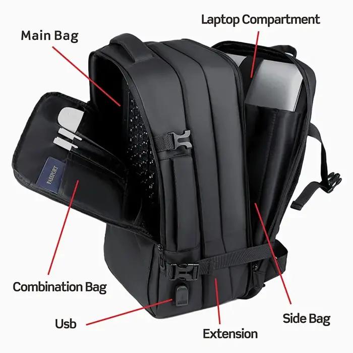 Sac à dos militaire suisse pour ordinateur portable, 17 pouces, multi-poches, extensible, étanche, U