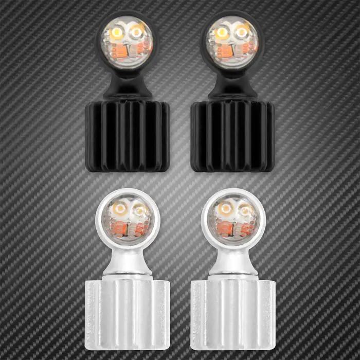 Clignotant de moto LED Mini feu stop avant arrière lampe de course noir/Chrome universel pour Harley