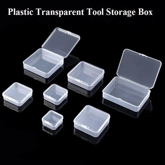 Boîte de rangement carrée en plastique, contenant transparent pour bijoux, perles, petits articles,