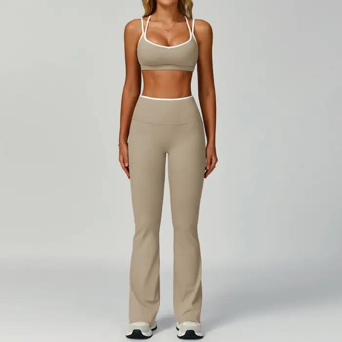 Ensemble de Yoga 2 pièces pour femmes, vêtements de sport, bloc de couleurs, combinaisons de sport,