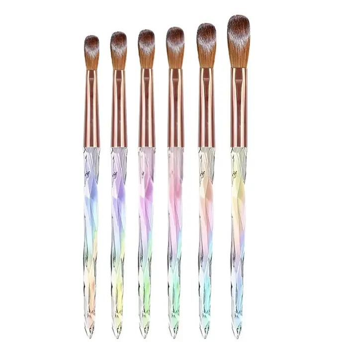 Kit de 6 brosses à ongles en acrylique Aurora, multi-tailles, professionnelles, pour Application acr