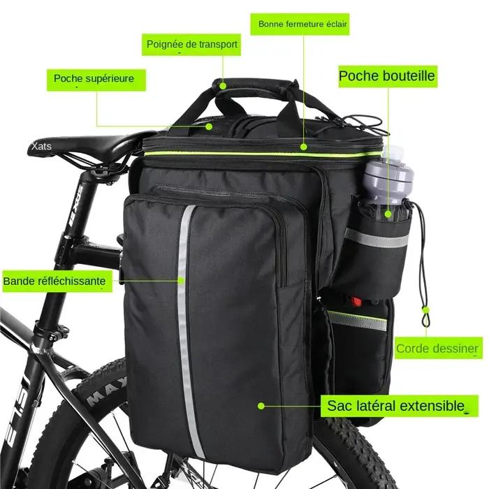 Sac de coffre de vélo étanche 3 en 1 West Biking pour randonnées et voyages de grande capacité polyvalent porte-bagages de toit et sacoches de siège