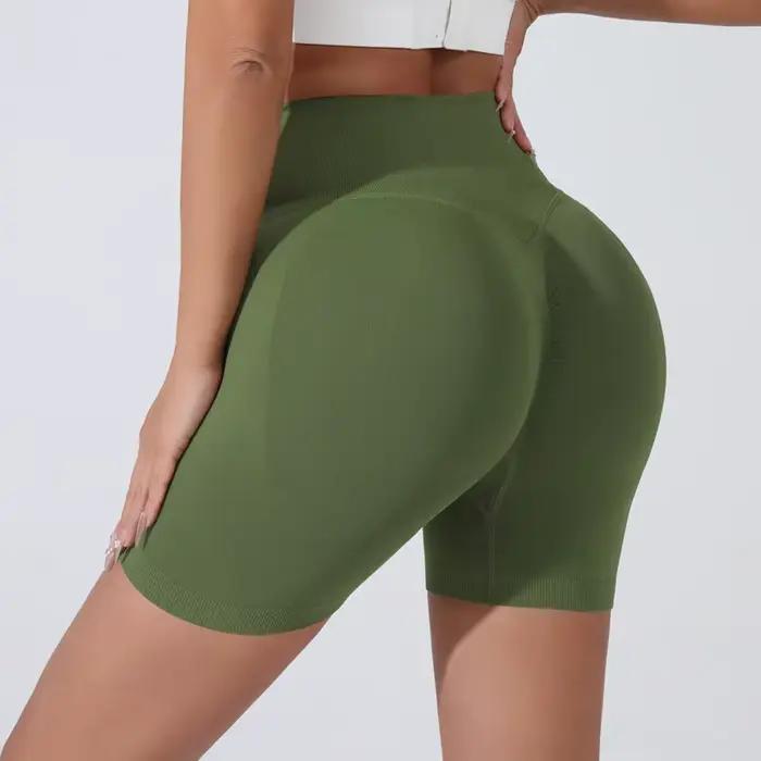 Short de yoga respirant taille haute femme - Collants courts pour course, cyclisme et entraînement sportif