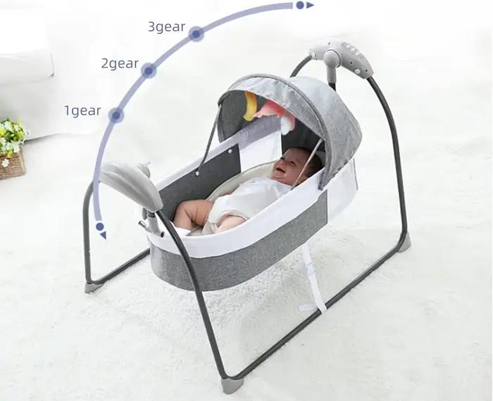 Berceau à bascule électrique pour bébé, balançoire automatique pour nourrisson avec télécommande, tr