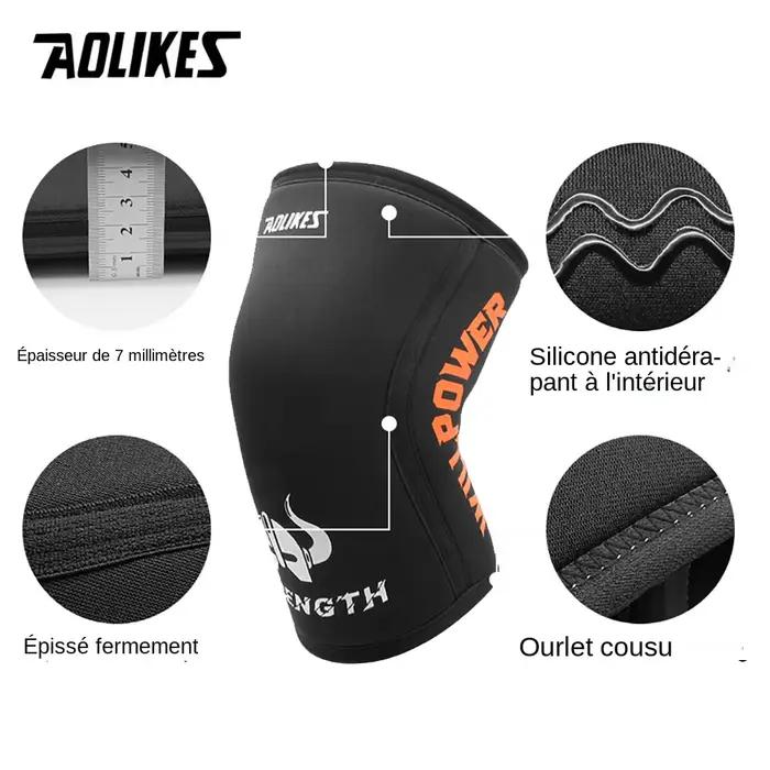 AOLIKES 1 paire 7mm néoprène sport genouillères Compression haltérophilie pressurisé Crossfit entraînement