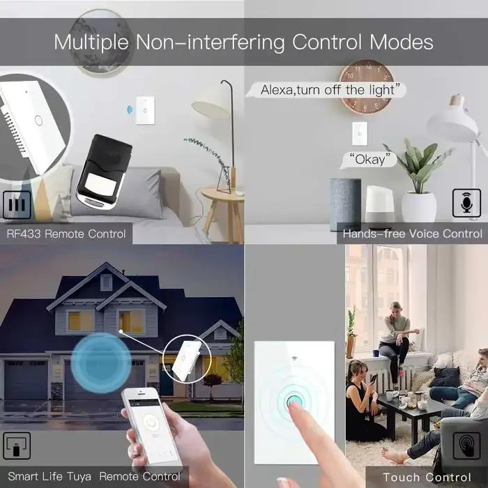 MOES-Joli d'éclairage intelligent WiFi, RF433, pas de fil d'al-melon, feu unique, vie intelligente,