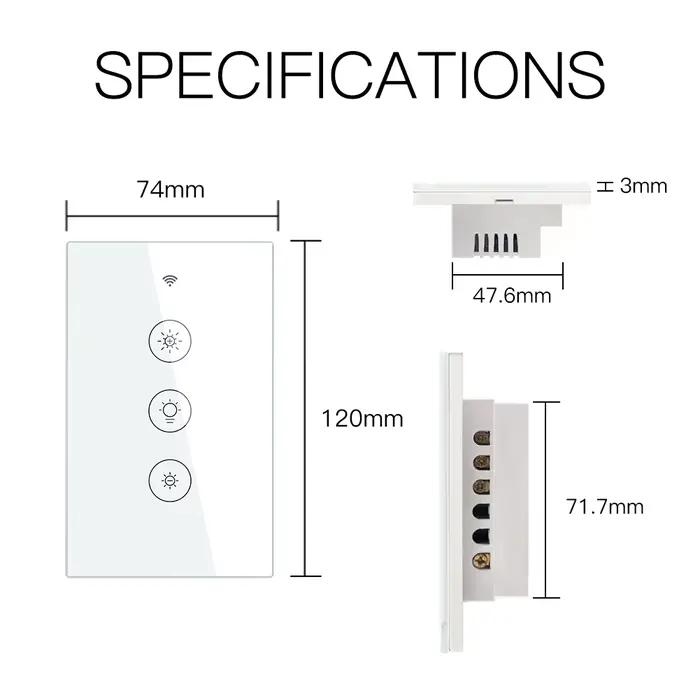 Joli variateur de lumière intelligent WiFi RF, 2 voies, 3 voies, vie intelligente, Tuya, nous contrô