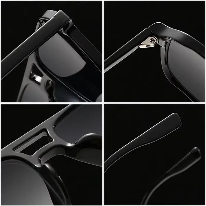SO & EI mode Double ponts carrés Rivets femmes lunettes de soleil rétro hommes dégradé nuances UV400