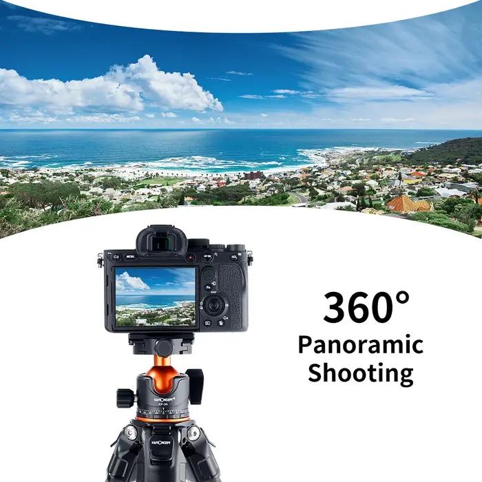 K&F CONCEPT Tête sphérique pour trépied professionnel 360 ° Rotation panoramique 1/4" à 3/8" adapt