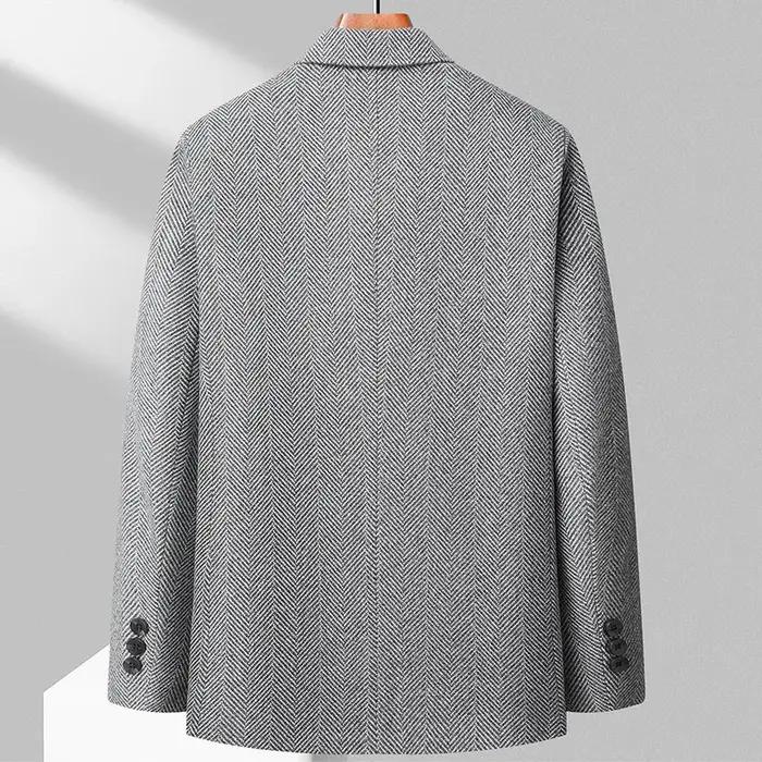 Blazer en laine pour homme, motif chevrons, veste de costume décontractée et élégante, confortable e