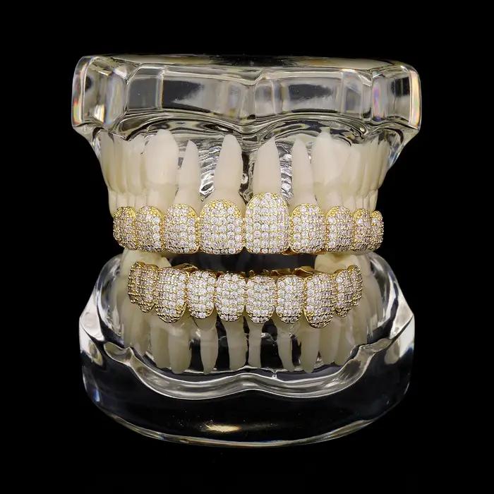 RACHELZ Hip Hop 10/10 glacé CZ pierre dents Grillz Punk rappeur cubique zircone dent casquettes pour