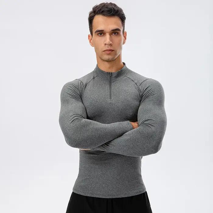 Manteau de fitness en polaire pour hommes, automne et hiver, haute élasticité, serré, sport, course