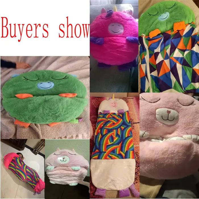 Sacs de nuit de dessin animé pour enfants, sac de couchage avec oreiller, poupée en peluche, oreille