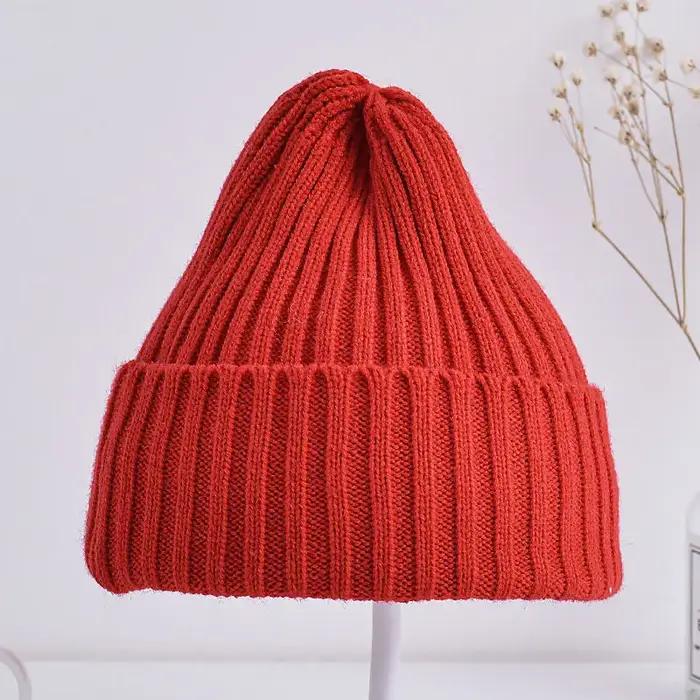 Bonnet tricoté côtelé pour bébés filles et garçons, casquette coupe-vent décontractée pour tout-peti