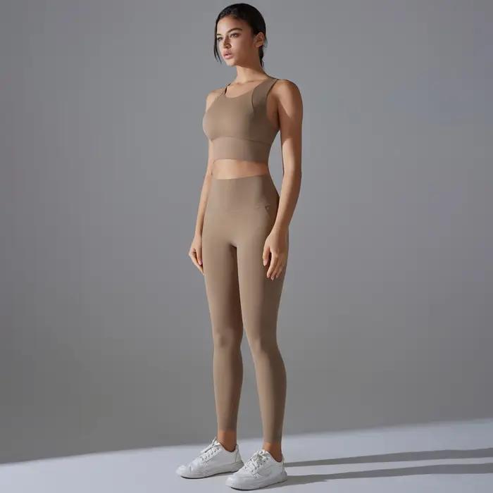 Ensemble de Yoga survêtement femme Fitness haut court antichoc soutiens-gorge de sport Yoga Gym pant