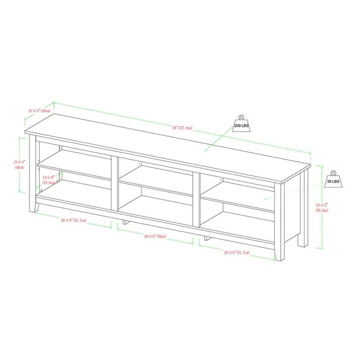 Meuble TV 70 "pour téléviseurs 80", stockage ouvert à 3 étagères, moderne, transition, expresso