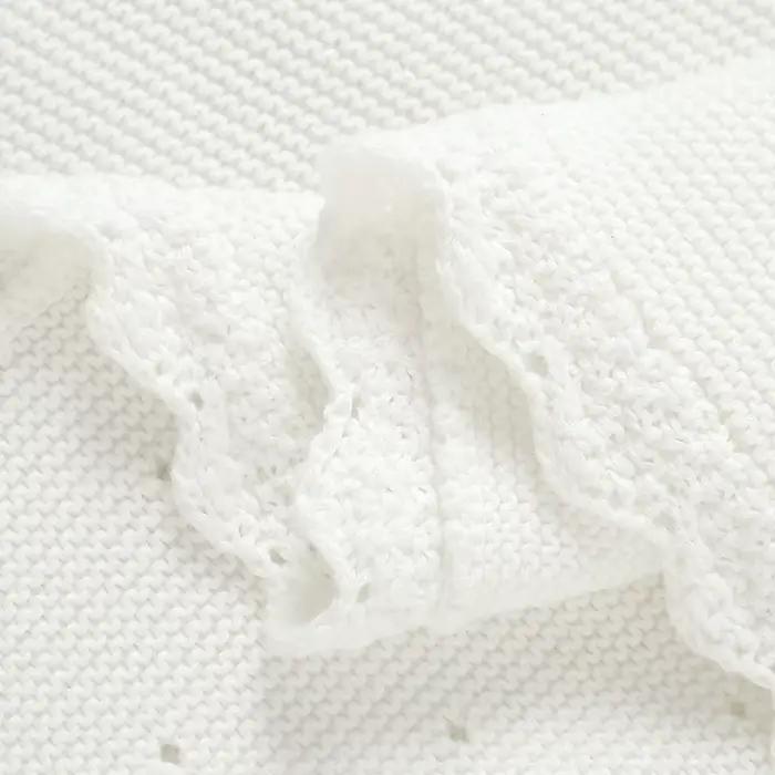 Couvertures de baptême pour bébé, 100x80cm, tricot doux en coton avec coutures croisées, pour nouvea