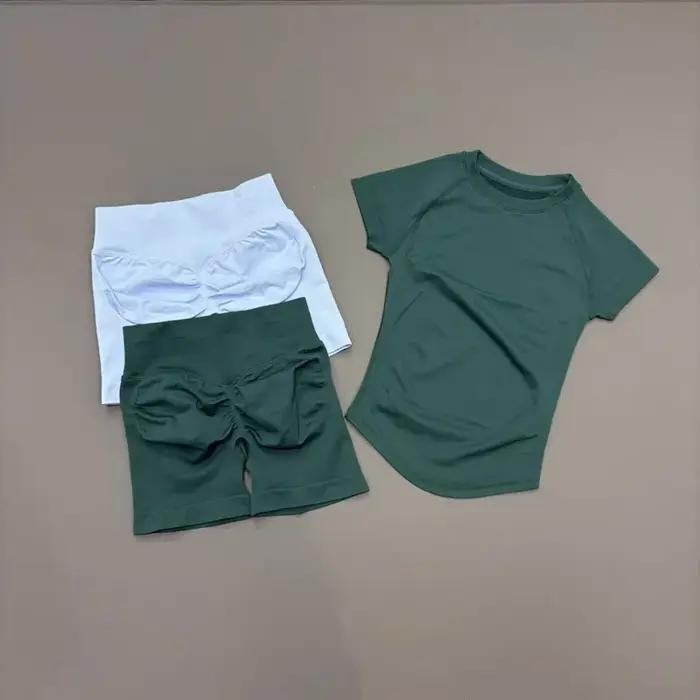 Ensemble de sport 2 pièces HISTELLO Df couleur unie tenue de yoga sans couture pour femmes fitness yoga danse course à pied occasions spéciales